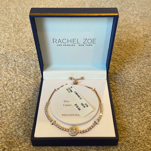 Rachel Zoe Jewelry - Rachel Zoe Sterling Silver / Rose Gold color Cubic Zirconia Adjustable Bracelet